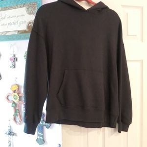 Monrow Women's Slouchy Pullover Hoody W/Snake Embroidery Smoke black small